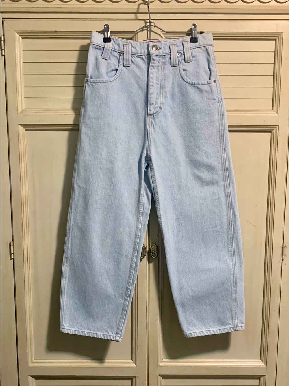 ECKHAUS LATTA Denim Reverse Pockets High Waisted Baggy Jeans NWOT Size 28 X 25